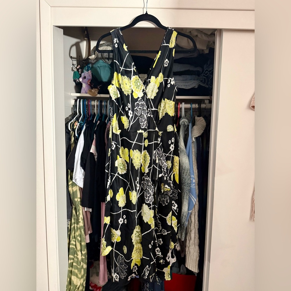 Floral Black and Yellow Women's Dress